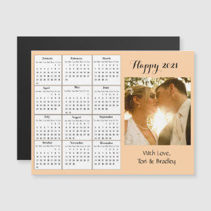 Custom Colour Family Portrait Mini 2021 Calendar Magnetic Invitation