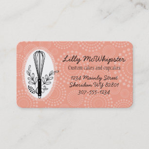 Custom colour fancy whisk bakery business card