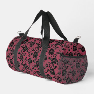 Custom Colour Faux Black Lace Fishnet Red Duffle Bag