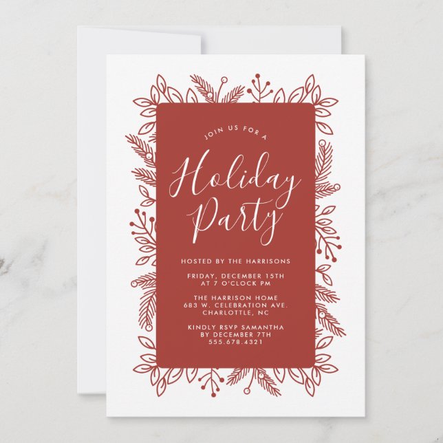 Custom Colour Foliage Frame | Holiday Party Invite (Front)