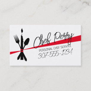 custom colour fork spoon candle bow dining business card