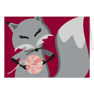 Custom colour fox yarn knitting needles gift card