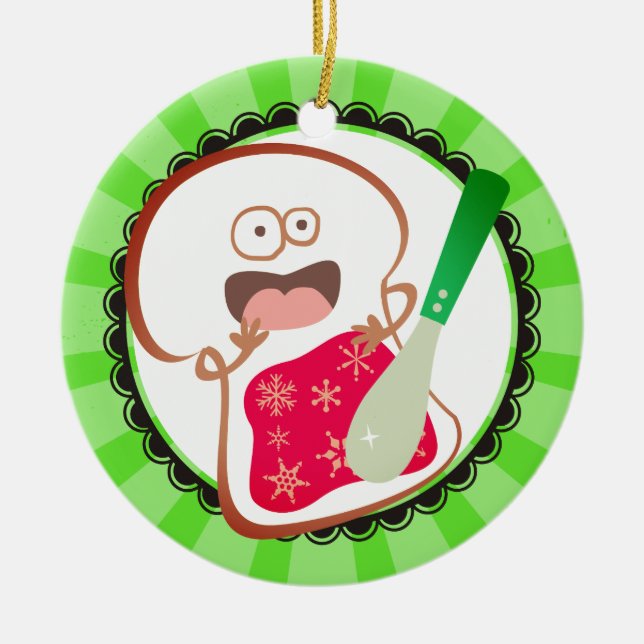 Custom colour funny bread jelly Christmas ornament (Front)