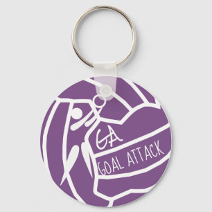Custom Colour Goal Attack GA Netball Clipart Key Ring