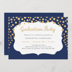 Custom colour gold confetti graduation party invitation