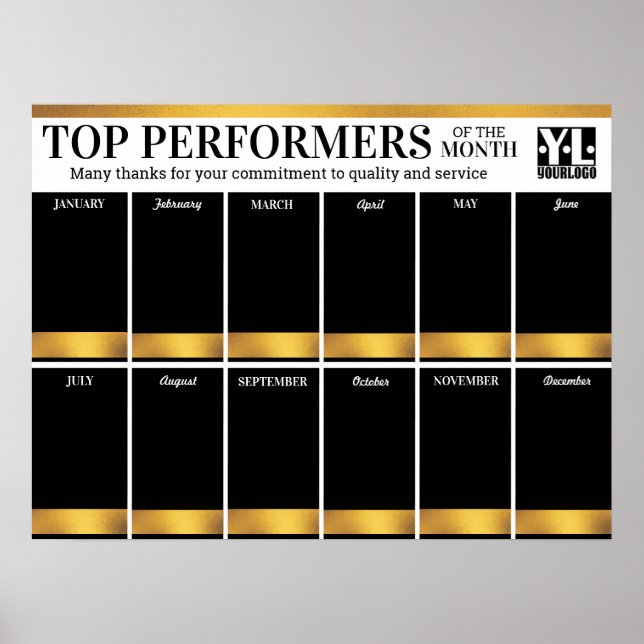 Custom colour gold Employee of the Month photo Poster (Front)