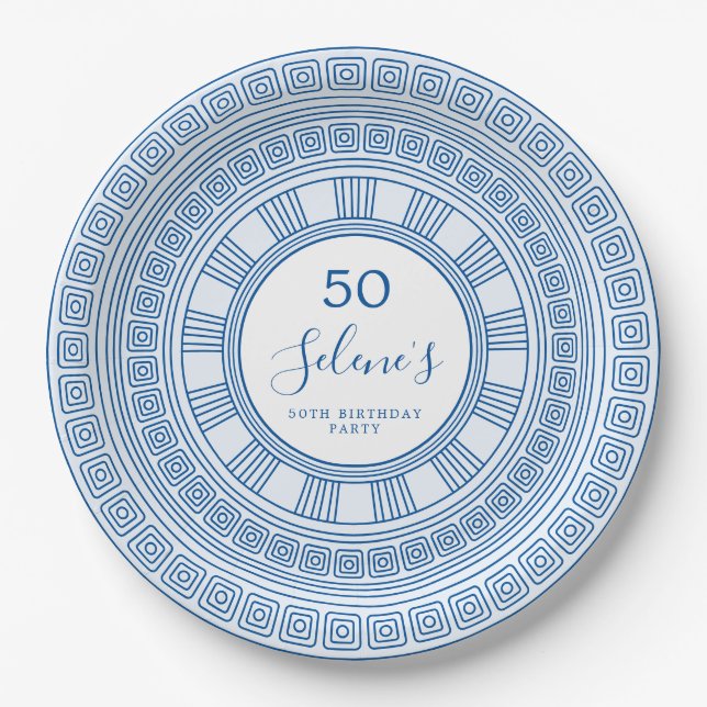 Custom colour Greek or Roman birthday Paper Plate (Front)