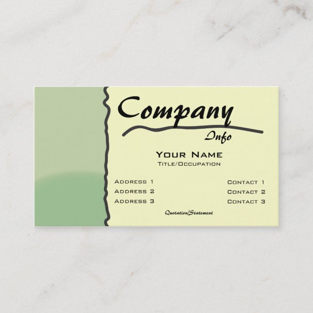 Custom Colour-Green Scribble Seperation Business Card (Front)