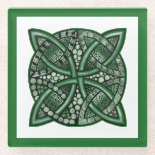 Custom Colour Hand Drawn Celtic Knot Glass Coaster