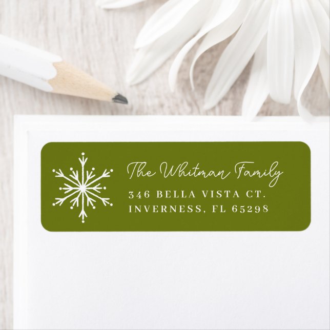 Custom Colour Hand Drawn Snowflake Return Address Label (Insitu)