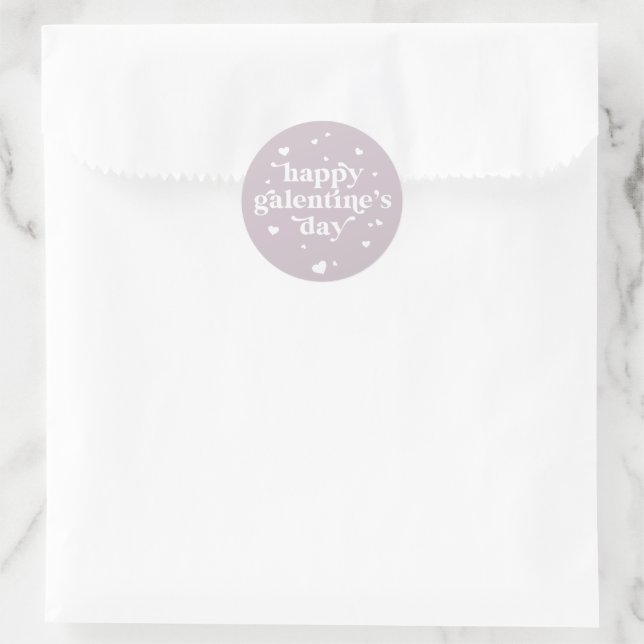 Custom Colour Happy Galentine's Day Classic Round Sticker (Bag)