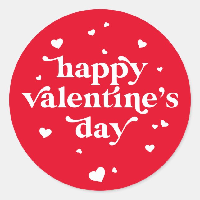 Custom Colour Happy Valentine's Day Classic Round Classic Round Sticker (Front)