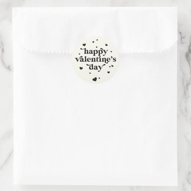 Custom Colour Happy Valentine's Day Classic Round Classic Round Sticker (Bag)