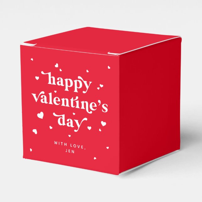 Custom Colour Happy Valentine's Day + Hearts Favour Box (Front Side)