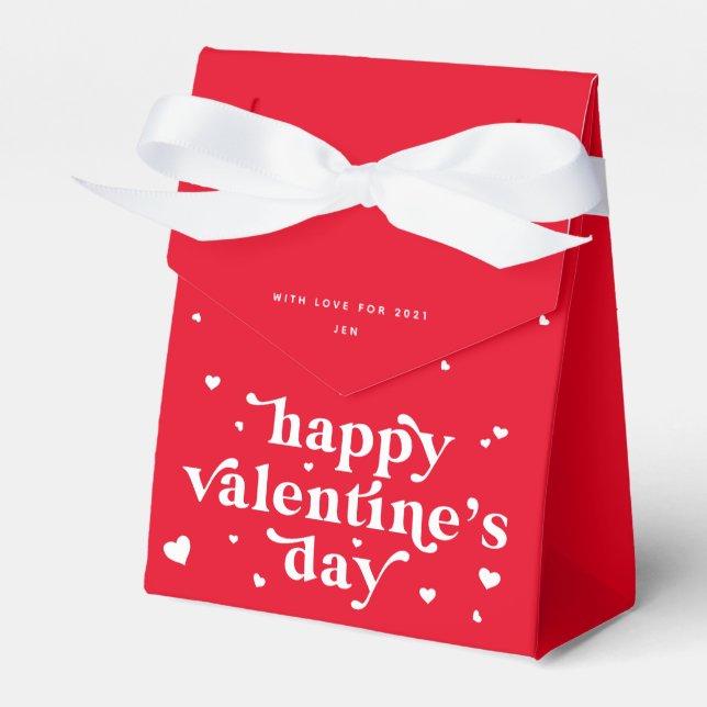 Custom Colour Happy Valentine's Day + Hearts Favour Box (Front Side)