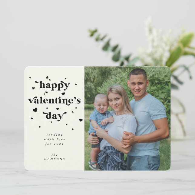 Custom Colour Happy Valentine's Day Photo Holiday Card (Standing Front)