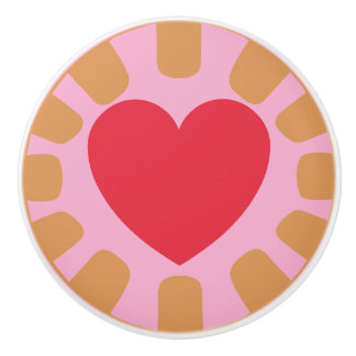 Custom Colour Heart Stripes Frame Ceramic Knob
