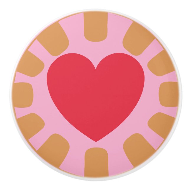 Custom Colour Heart Stripes Frame Ceramic Knob (Front)