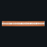 Custom Colour Holiday Text | Striped Satin Ribbon<br><div class="desc">This simple,  holiday ribbon features a white stripe over a custom colour background and text reading,  "MERRY BRIGHT PEACE JOY LOVE, " capturing the heart of the Christmas season!  Easy to customise with your own text,  if desired.</div>