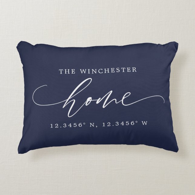 Custom Colour Home Script With Coordinates Decorative Cushion (Front)