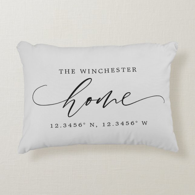 Custom Colour Home Script With Coordinates Decorative Cushion (Front)