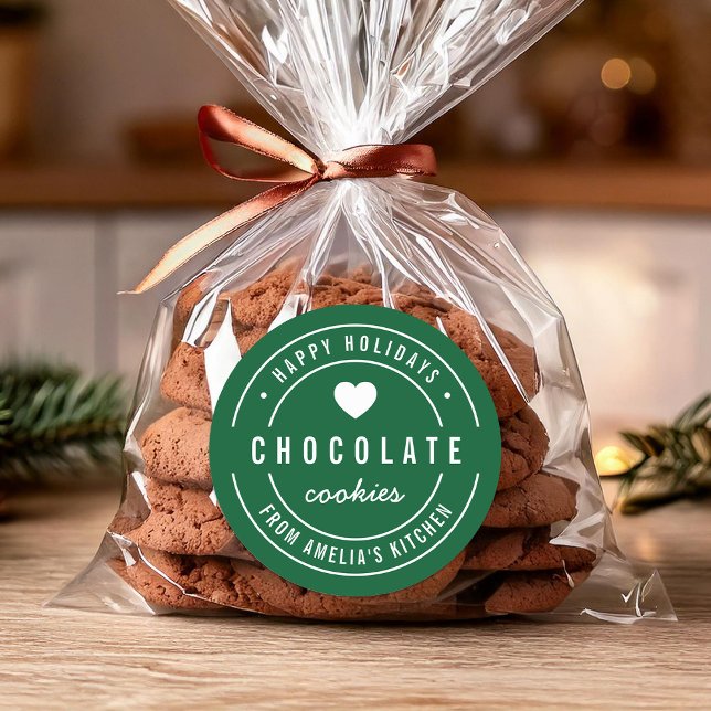 Custom Colour Homemade Goods Kitchen Happy Holiday Classic Round Sticker (Creator Uploaded)