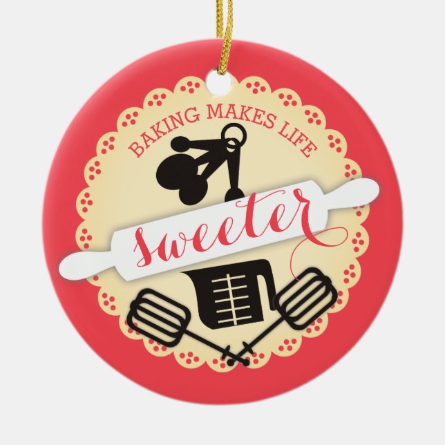 Custom colour I love baking Christmas ornament (Front)