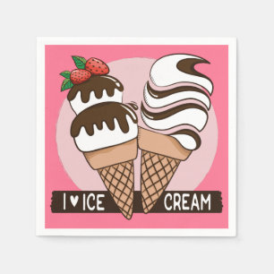 Custom colour Ice Cream Lover paper napkins