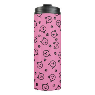 Custom Colour Kitty Pattern Thermal Tumbler