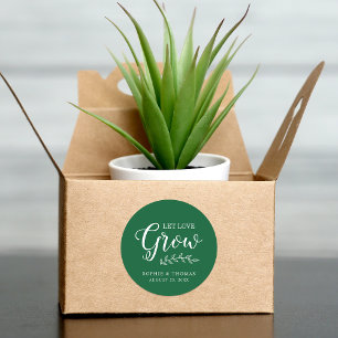 Custom Colour Leaves Wedding Let Love Grow Classic Round Sticker