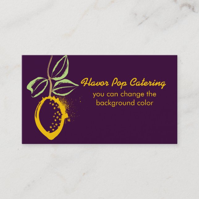 custom colour lemon branch baking cooking catering business card (Front)