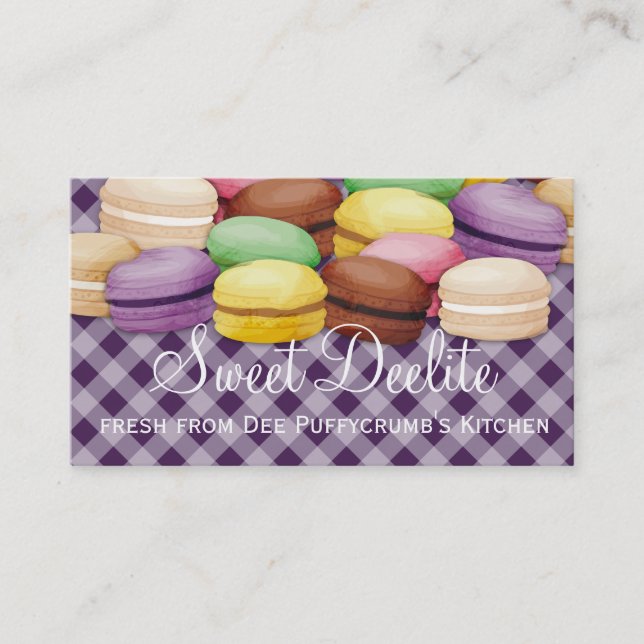 Custom colour macaroon meringue cookies bakery business card (Front)