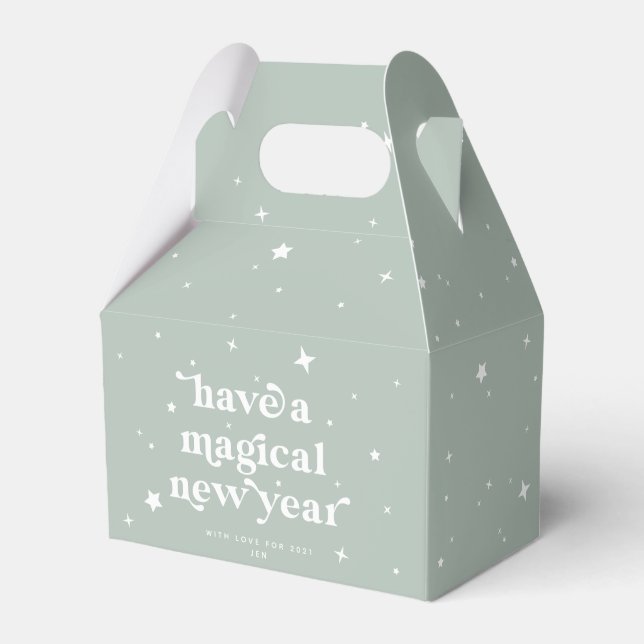 Custom Colour Magical New Year + Stars Favour Box (Front Side)