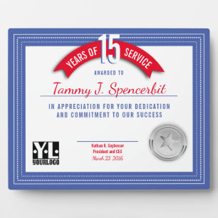 Custom colour milestone employee anniversary award plaque