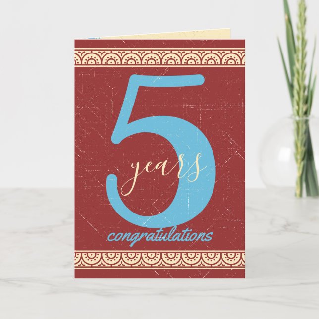 Custom colour milestone employee anniversary card (Front)