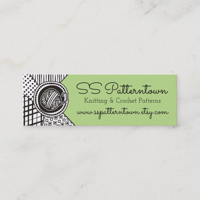 Custom colour mixed patterns yarn knitting crochet mini business card (Front)