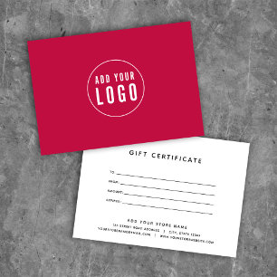Custom Colour Modern Add Logo Gift Certificate