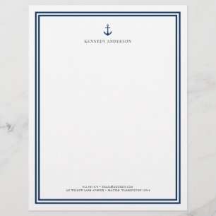Custom Colour Modern Classic Anchor Personalised Letterhead