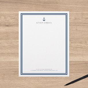 Custom Colour Modern Classic Anchor Personalised Letterhead