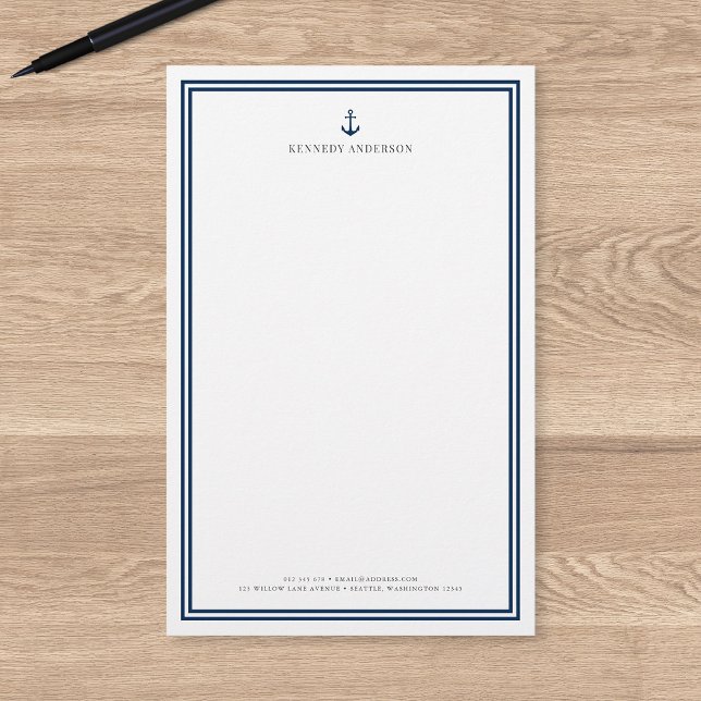 Custom Colour Modern Classic Anchor Personalised Stationery (Creator Uploaded)