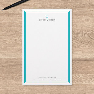 Custom Colour Modern Classic Anchor Personalised Stationery