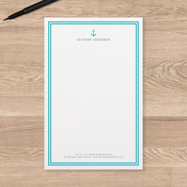 Custom Colour Modern Classic Anchor Personalised Stationery (Creator Uploaded)