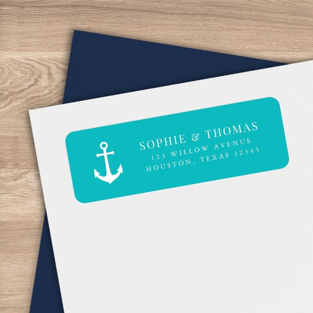 Custom Colour Modern Classic Anchor Return Address Label (Creator Uploaded)