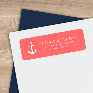 Custom Colour Modern Classic Anchor Return Address Label