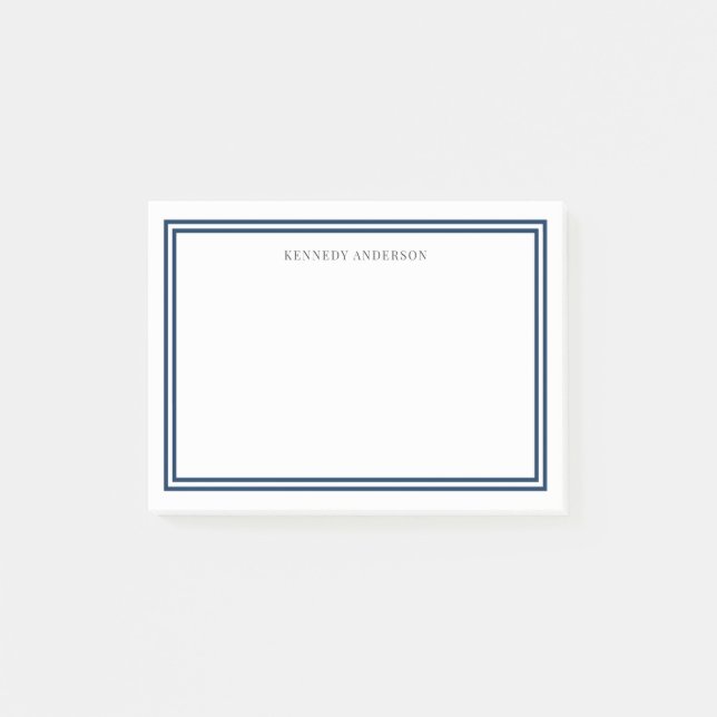 Custom Colour Modern Classic Borders Personalised Post-it Notes (Front)