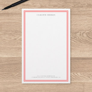 Custom Colour Modern Classic Borders Personalised Stationery