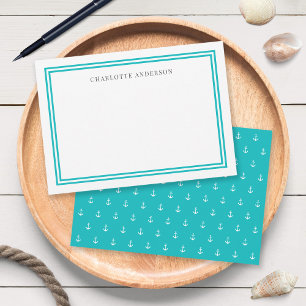 Custom Colour Modern Classic Borders White Anchor Card