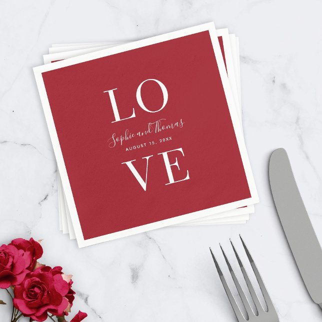 Custom Colour Modern Elegant Love Wedding Napkin (Creator Uploaded)