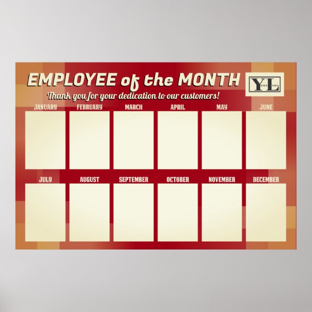 Custom colour modern employee of the month photo poster (Front)