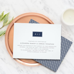 Custom Colour Modern Monogram Wedding Invitation